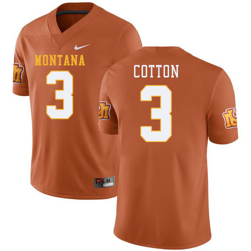 Montana Grizzlies #3 TraJon Cotton College Football Jerseys Stitched Sale-Throwback